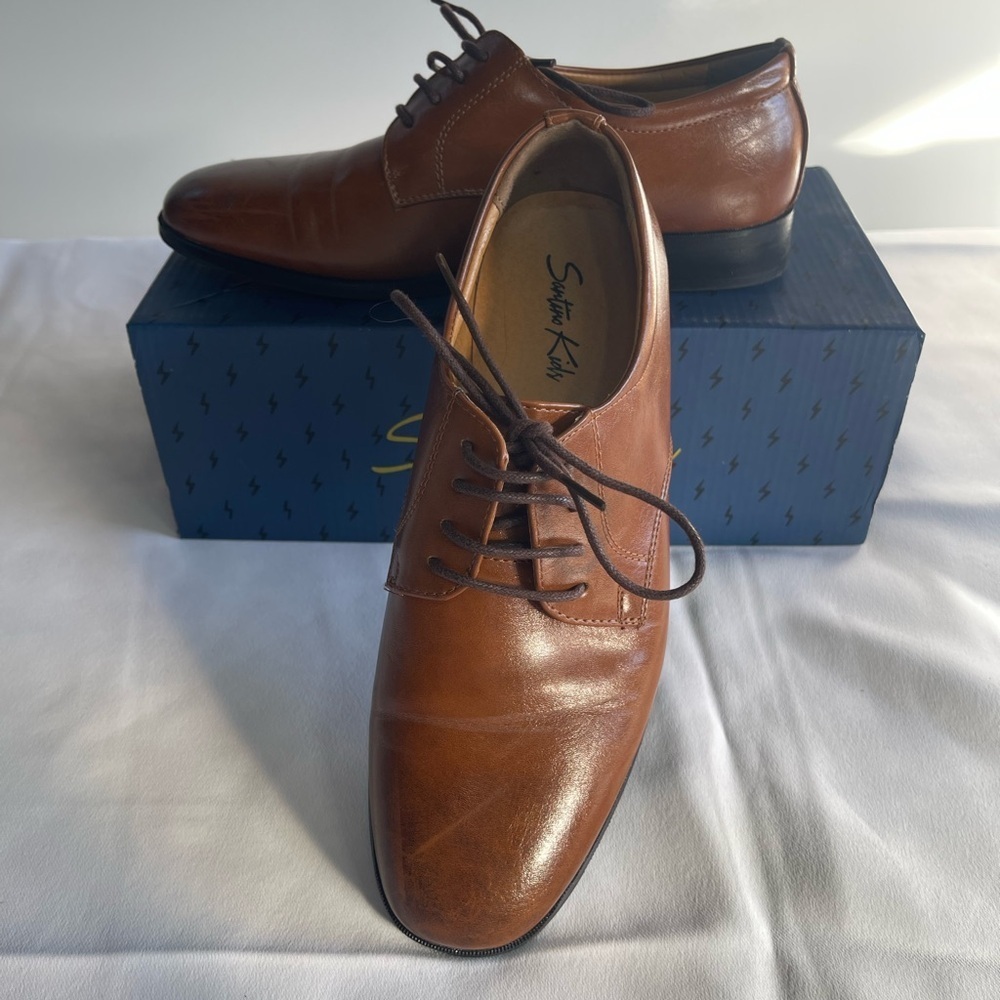 Brown Kids Oxfords - Picture 3 of 10